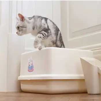 

Jacking type Semi enclosed cat litter basin with anti splashing Multifunctional feline litter pot Cat products cat litter box