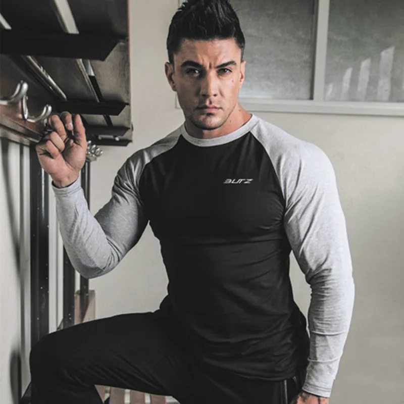 Muscle Dr. Brothers Европа и Америка Спорт Фитнес с длинным рукавом мужские облегающие быстросохнущие тренировочные рукав три четверти C