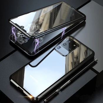 

Full Protection Magnetic Metal Case for Samsung Galaxy S20 Ultra Plus Front + Back Tempered Glass Magnet Cover