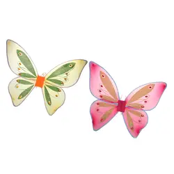 Нарядное платье для девочек из 2 предметов с блестками и крыльями феи; эластичное платье с крыльями бабочки для малышей; праздничная одежда