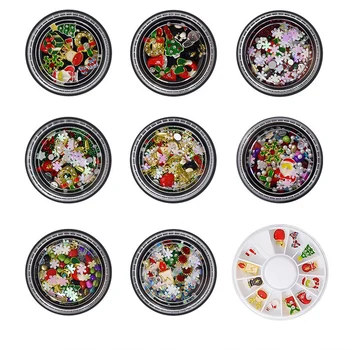 

Christmas Nail Snowflake Santa Boots Hats Glitter Nail Art Decorations 3D Metal Alloy Charms Nail Sticker Red Gold Manicure