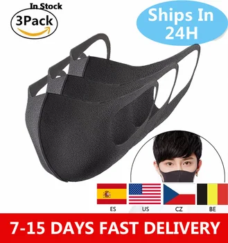 

Adult Children Anti Flu Windproof Mouth Mask 3D Fashion Black Color Reusable Earloop Washable Dust Soft Breathable Face Mask