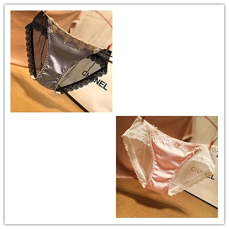 Gray Pink 2 шт. роскошное нижнее белье, сексуальные трусики, женские кружевные одноцветные Сексуальные трусы с низкой посадкой, дамское нижнее белье, Соблазнительные трусики Calcinha - Цвет: Gray Pink