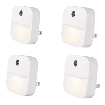 

4pcs For Bedroom Photocell Sensor Nursery Energy Saving Kitchen Auto On Off Hallway Lamp Indoor Plug In Stairs LED Night Light