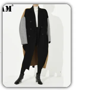 [EAM] черная Асимметричная плиссированная юбка средней длины с высокой талией и разрезом, женская модная одежда, Новинка весна-осень, 1H409