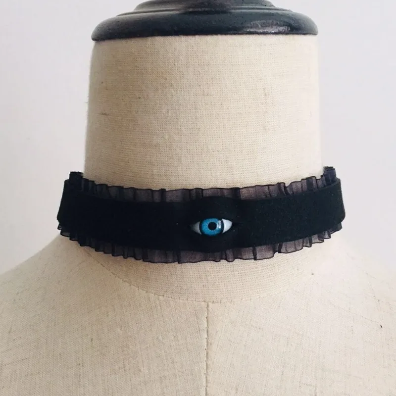 Ydemo Gothic Eyes Lace Choker Casual Velvet Adjustable Torques Necklace Harajuku Punk Accessory