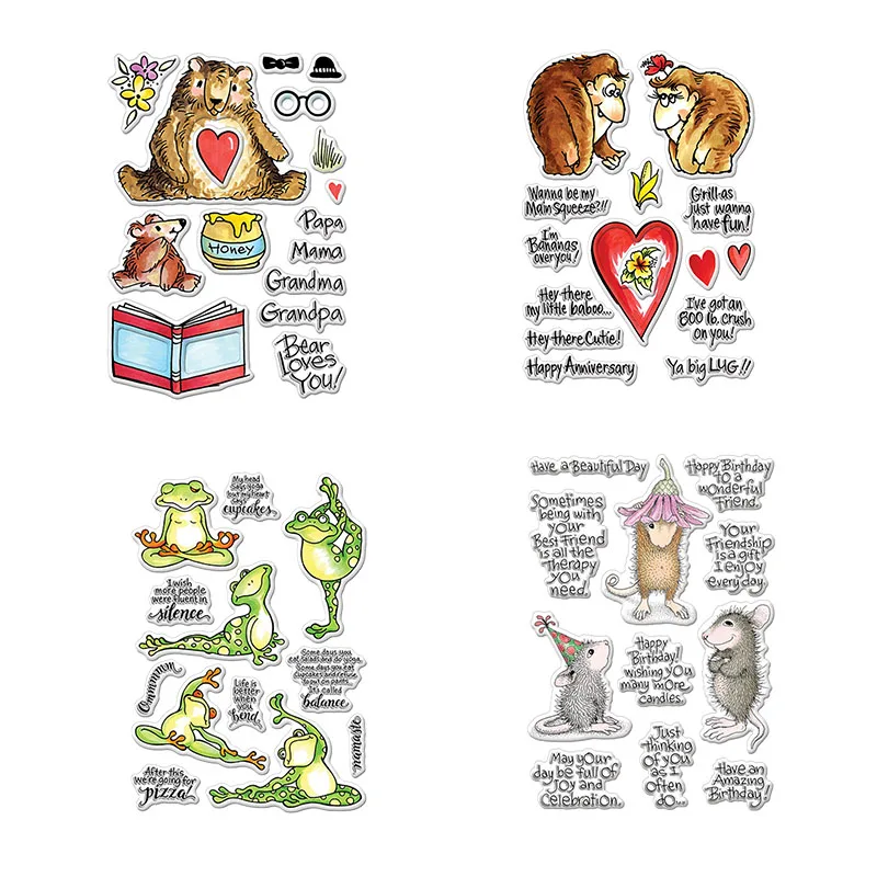 

Bear Orangutan Frog Mouse Animal Set Clear Silicone Stamps For DIY Scrapbooking Photo Album Cards Making Decor 2019 New Stamps