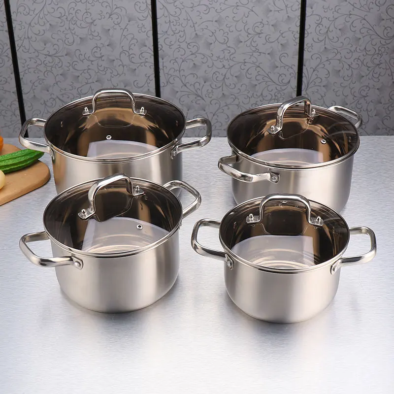 6pcs Stainless Steel Cookware Utensil Sets With Lids Kitchen Cookware Set Cooking Pots And Pans Casseroles Frypan Saucepan HWC