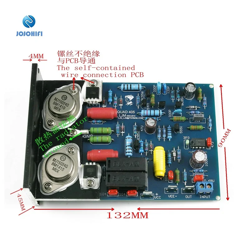 Dupla do Amplificador do Canal do Clone Detalhados de Alumínio do Teste do ap do Ângulo com Folha da Isolação 8r do Par Quad405 com Dados Placa Isolação Uma Mj1524 100w da - Image 4