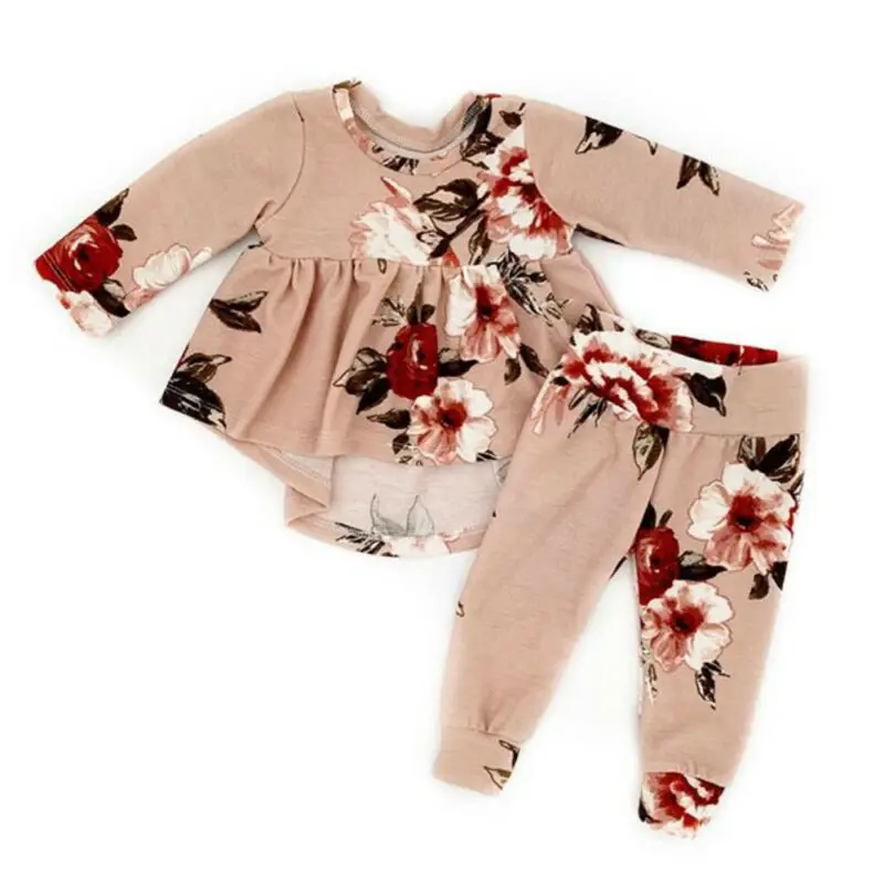 2Pcs Brand Newborn Baby Girl Autumn Clothes Long Sleeve Tops Dress