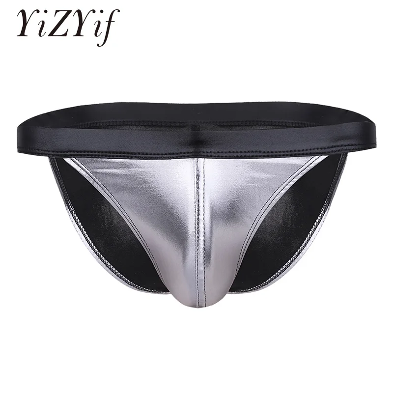 Сексуальные мужские стринги и стринги tangas jockstrap Нижнее белье Wetlook лакированная кожа с низкой посадкой Bulge бикини трусы