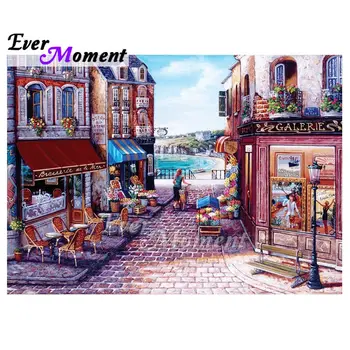 

Ever Moment Diamond Painting Mosaic Picture Landscape Street Cafe DIY Gift Craft Home Decor Diamond Embroidery New Arrival 5L660