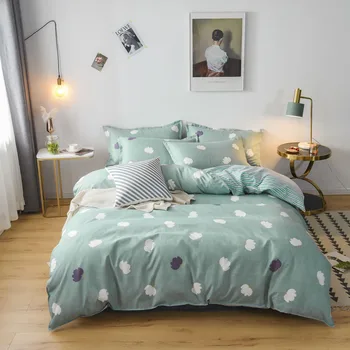 

Home Textile Printed Bedding Sets Pure cotton Bed sheet Quilt Cover Pillowcase 4 Size Summer Bed 4 pcs Set Duvet Cover Set AB