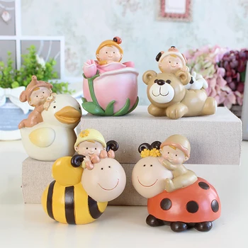 

Miniature Model For Home Decoration Accessories Baby With Animal Eco-friendly Resin Figurines Ornaments Crafts Birthday Gifts