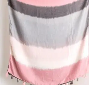 pink Модные хлопковые шарфы с градиентным цветным принтом и кисточками Шали Женские мягкие шарфы в полоску с Омбре хиджаб 6 цветов - Color: pink