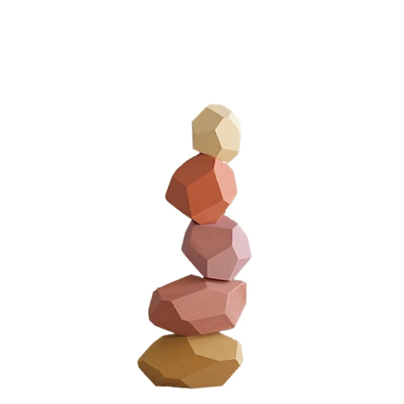 Home Decoration Stones Crafts Nordic Wooden Puzzle Decoration Building Blocks Stacking Decor Accessories Game Toy