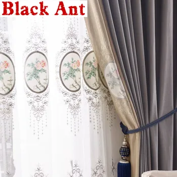

Luxury Splice Velour Embroidered Tulle Curtains for Living room Bedroom Nordic Minimalist Window Screen Sheer Voile Panel X778F