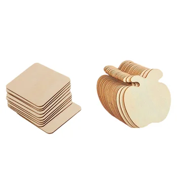 

40PCS Handicraft Wooden Board Diy Painting Children Hand Painted Wood Chips Home Decorations Valentines Day Party Props