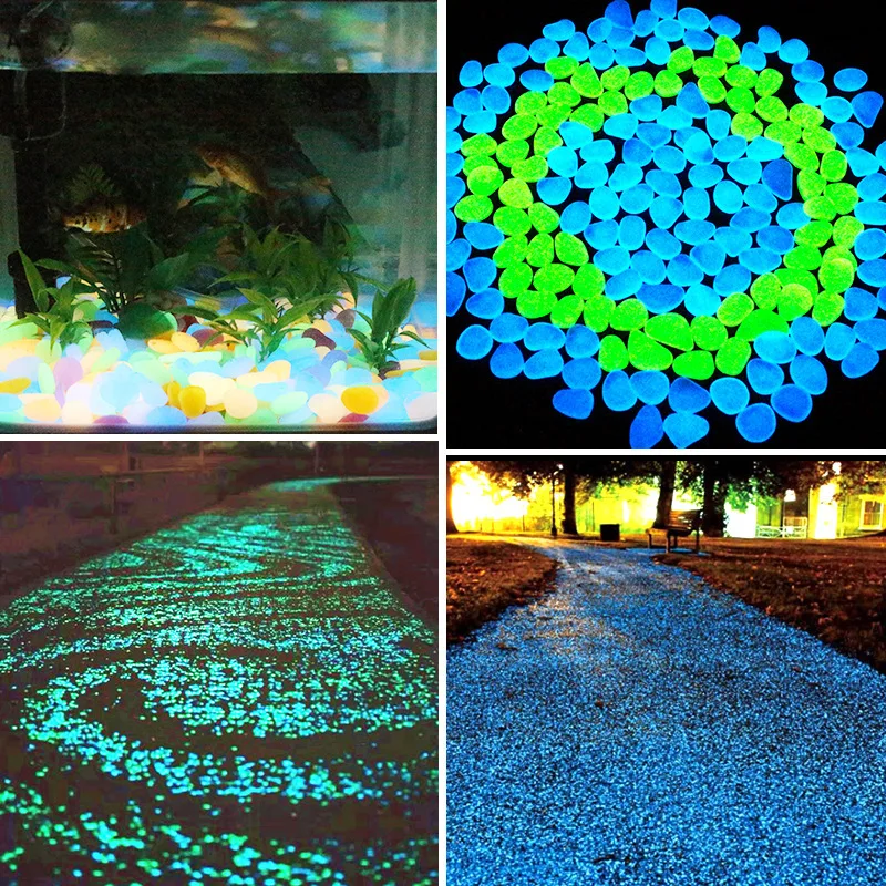 50Pcs Glow In The Dark Pebbles Glow Stones Rocks For Walkways Garden Path Patio Lawn Garden Yard Decoration Luminous Stones