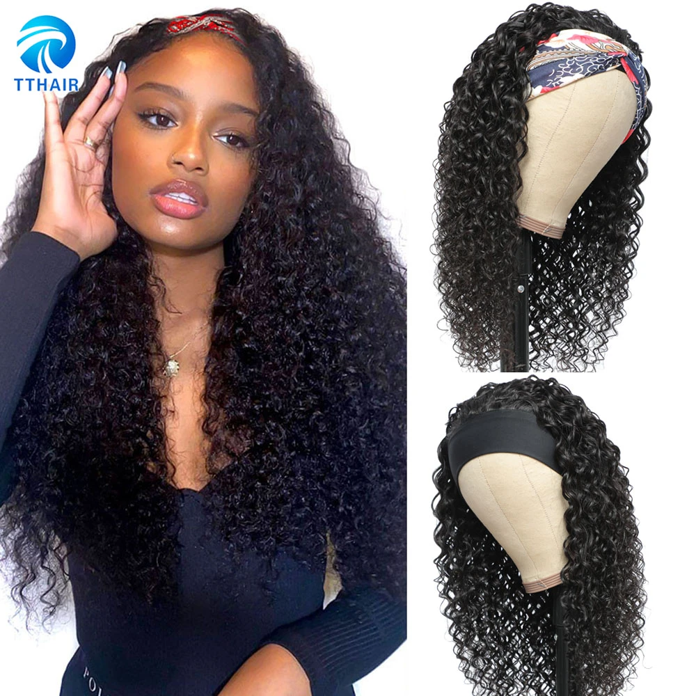 Headband Wig Human Hair Wigs For Women Human Hair Curly Hair Brazilian Hair  u Part Wig Human Hair Wig With Bangs 150 Remy Wigs|Full Machine Wigs| -  AliExpress