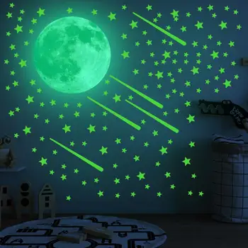 

Luminous Moon Stars combination 3D Wall Sticker Bedroom Living Room Home Decoration Kids Room Decals Glow in the dark Wall Stick