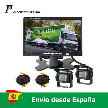 

AMprime For Truck Bus RV , With 18LED IR Rearview Reverse Camera 7" LCD Dual Backup Camera Car Rear View Monitor Kit