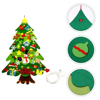 

Felt Christmas Tree with String Light Hanging Wall Decorations (No Battery)