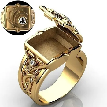 

Vintage Hip Hop Punk 18K Gold Plated Zircon Ring for Men Andwomen Party Gift Jewelry Wholesale Size 6-14