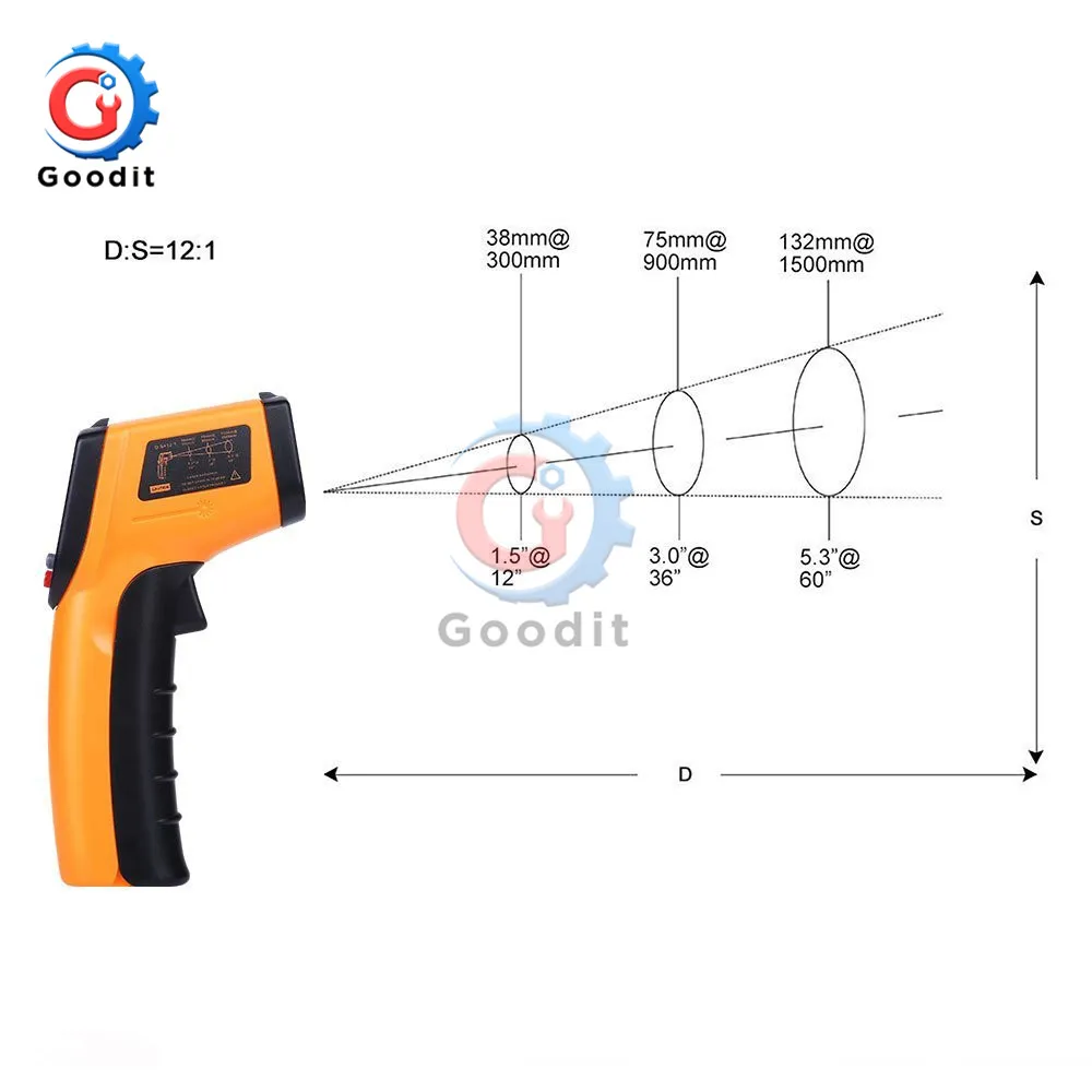 ЖК-цифровой GM320 Инфракрасный термометр бесконтактный пирометр ИК лазерный точечный пистолет с подсветкой-50~ 380 градусов для индустиального использования