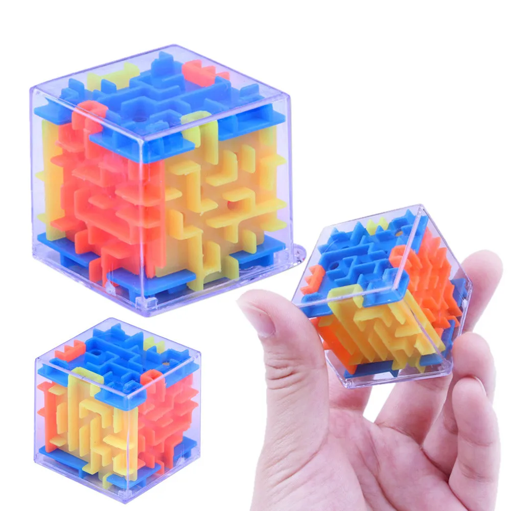

3D Cube Puzzle Maze Toy Hand Game Case Box Fun Brain Game Challenge Fidget Toys Balance Educational Toys for Children Kids 2019