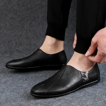 

Large size 37-46 Outdoor Men Genuine Leather Soft Slip-On shoes Male Comfortable Driving Shoes Casual Business Loafers Shoes Men