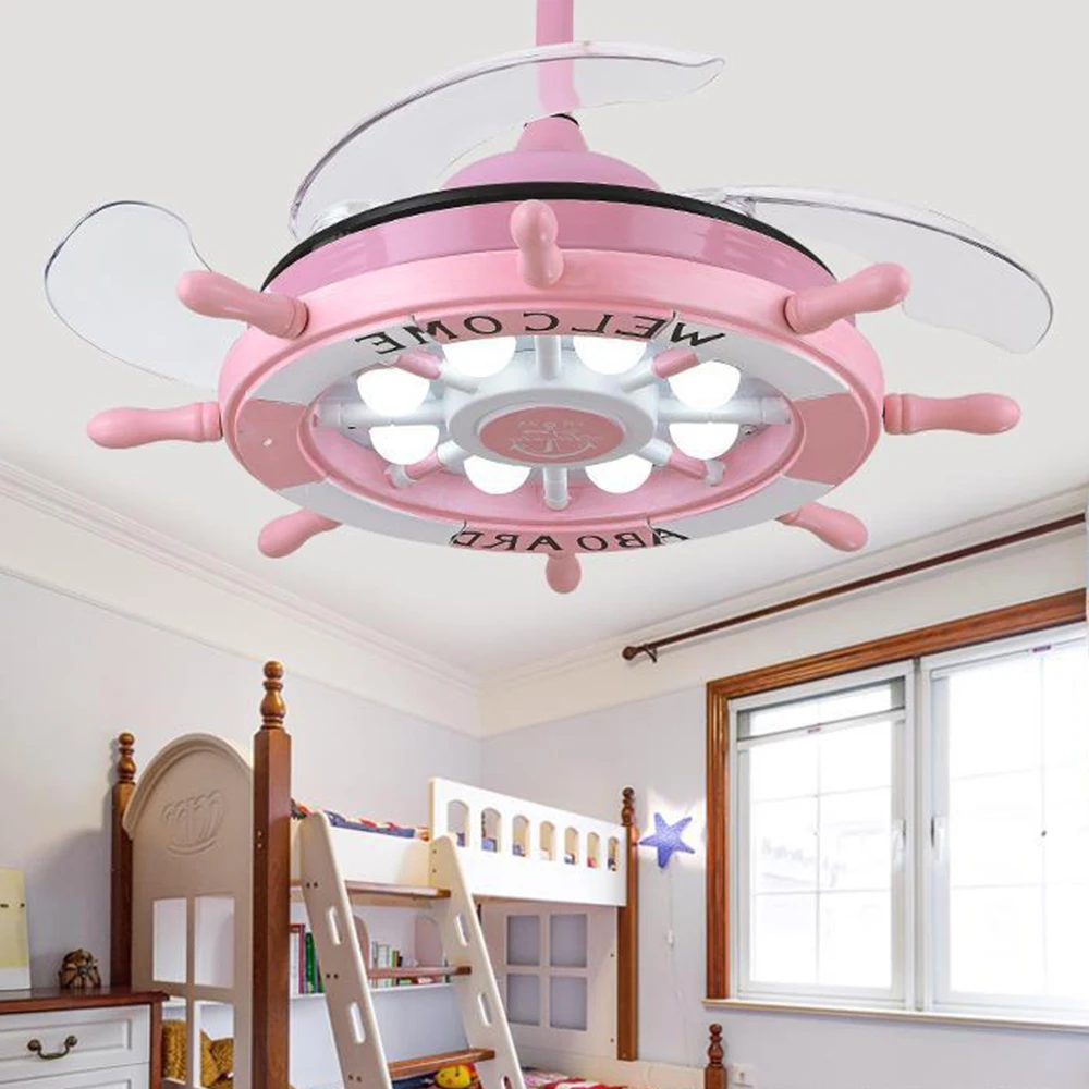 Creative led ceiling fan lamp with remote control light for children baby bedroom living room home decor lighting fixture