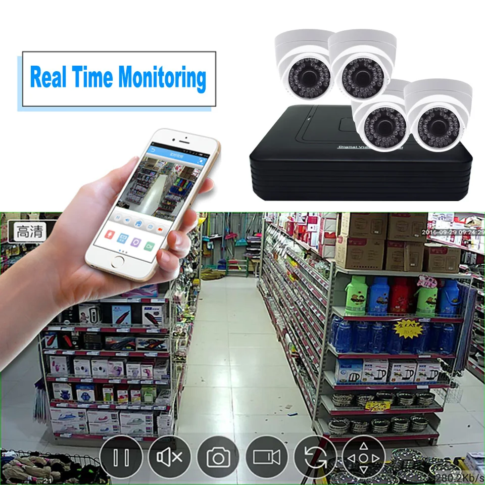Мини 4CH 48V PoE ip-камера 1080P комплект CCTV камера безопасности системы 2.0MP с микрофоном обнаружения движения P2P