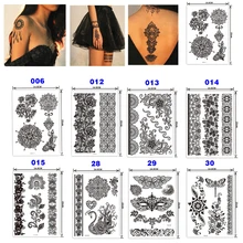 Черная водостойкая хна Временная переводная татуировка вдохновленная Татуировка наклейка Мода Боди Арт Наклейка поддельные татуировки 8 видов стилей