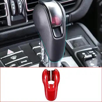 

For Porsche Macan Panamera Cayman 718 911 Boxster Real Red Carbon Fiber Gear Shift Knob Head Cover Trim Interior Car Accessories