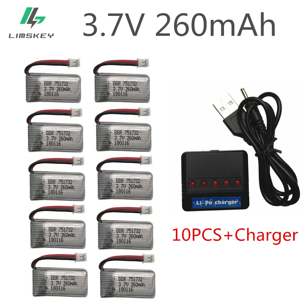 Обновление для E010 E010C E011 E013 H36 Mini RC 3 7 в 260 мА · ч 10 шт. с зарядным набором | Игрушки и