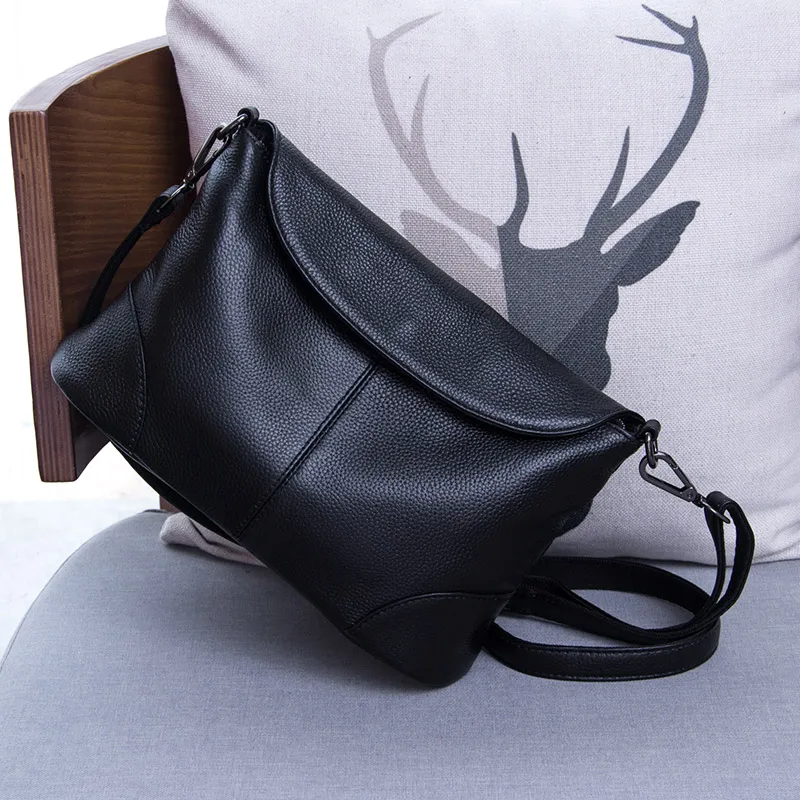 

Wmnuo Bag Women 100% Genuine Leather Clutch Bag For Women Simple Cover Messenger Bag Zipper Purpose Leisure Bag High Quality