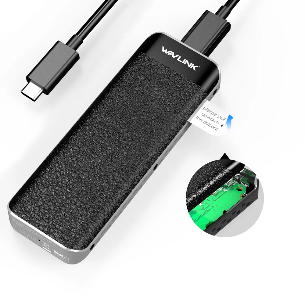 Wavlink USB-C M.2 NVMe корпус до 10 Гбит/с USB 3,1 Gen 2 SSD чехол m-ключ NVMe разъем Тип-C для 2230/2242/2260/2280 мм SSD жесткий диск