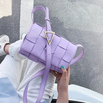

Luxury Weave PU Leather Crossbody Bags for Women 2020 Small Shoulder Bag Travel Cute Handbags Lady New Cross Body Bag