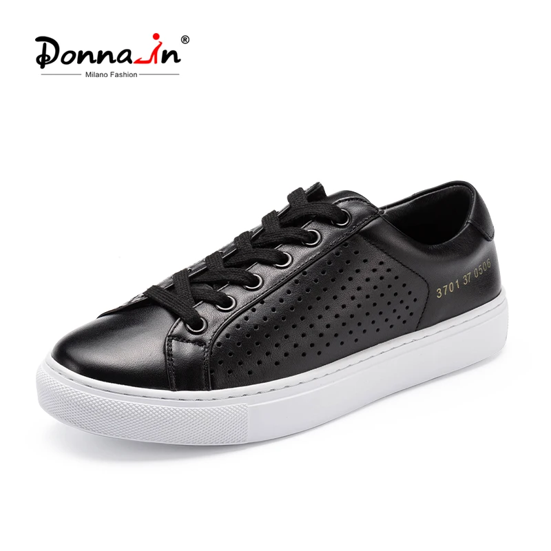 Donna in/дышащие открытые белые туфли из натуральной кожи Женские повседневные