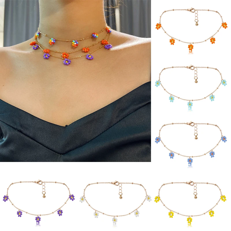 

Shell Small Daisy Flower Long Tassel Necklace Clavicle Chain Adjustable Necklace For Women Party Jewelry Simple Fashion Gift