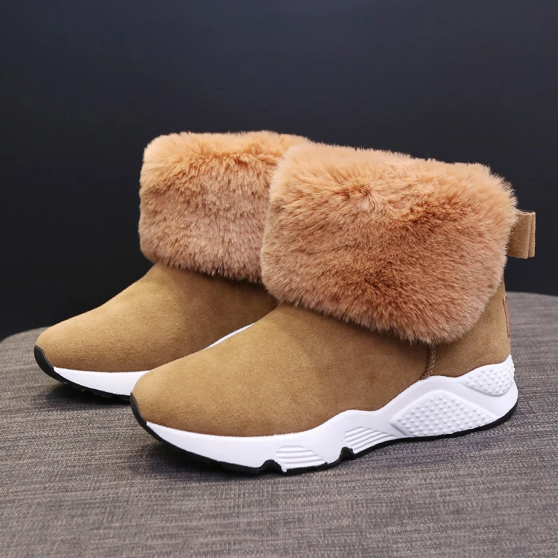 

Bjakin New 2020 Winter Sneakers for Women Non-slip Rubber Sole Running Boots Plat Light Sport Shoes Fur Plush Snow Sport Shoes