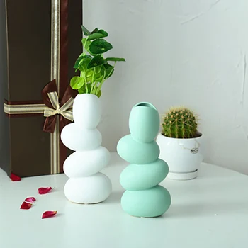 

Nordic Modern Simple Ceramic Vase Creative Balance Hydroponic Dried Flower Containers Home Decor Desktop Decorative