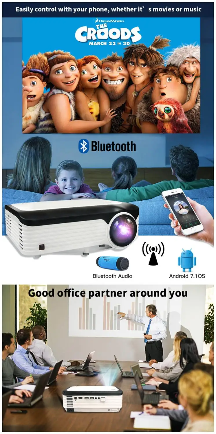 CRE X2001 FULL HD 1080P портативный светодиодный мини проектор для android 1920x1080 LCD 200 дюймов