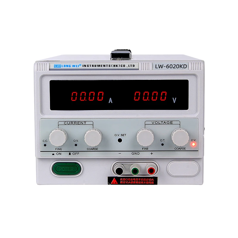 LW6020KD Бутылки с водой высокое Мощность Регулируемый DC Питание 60V 10A цифровой Дисплей регулируемое переключение Питание двойной светодиодный Дисплей 220V - Цвет: LW6020KD