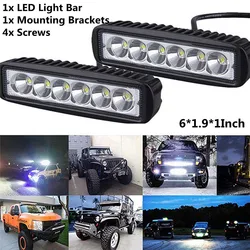 Projecteur LED universel pour voiture, faisceau de lumière pour le travail, la conduite, le brouillard, 6x1.9x1 pouce, 18W, 12V 