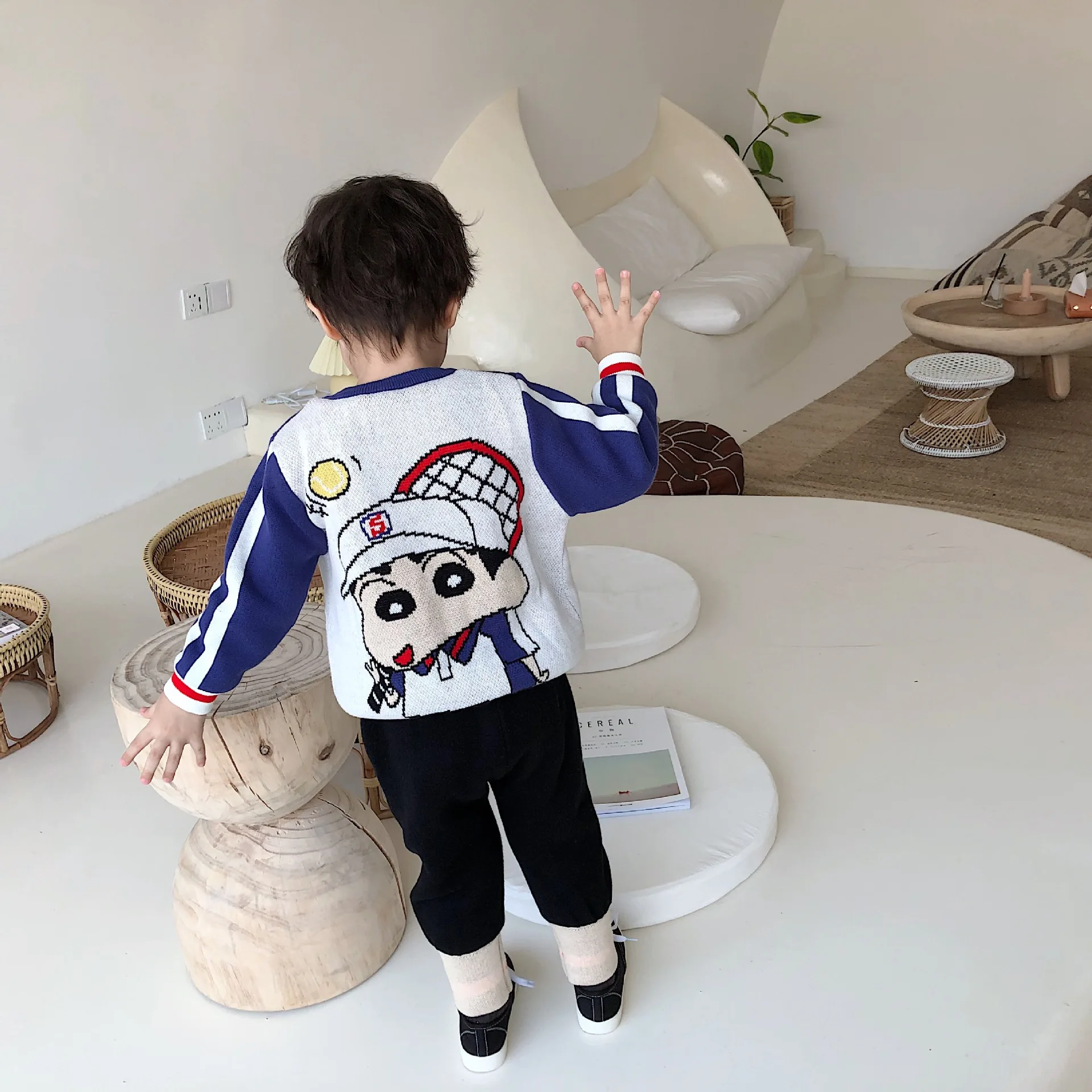 Tonytaobaby/новая зимняя детская одежда с рисунком тенниса; плюшевый свитер; детская одежда; пуловер для мальчиков и девочек; свитер