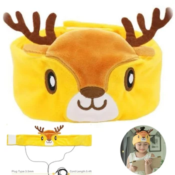

3.5mm Wired Headphone Sleeping Eye Mask Kids Cartoon Deer Music Headset for Boys&Girls Birthday Gifts