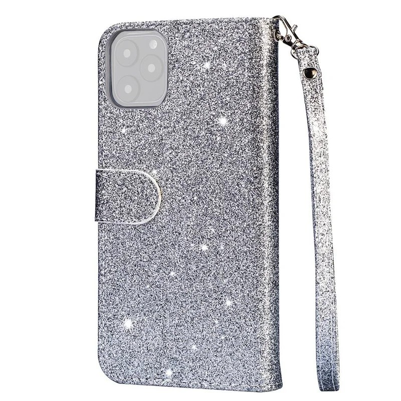 Для IPhone 11 блестящий кожаный чехол-кошелек на молнии противоударный откидной Чехол 6,1 дюймов - Цвет: Silver