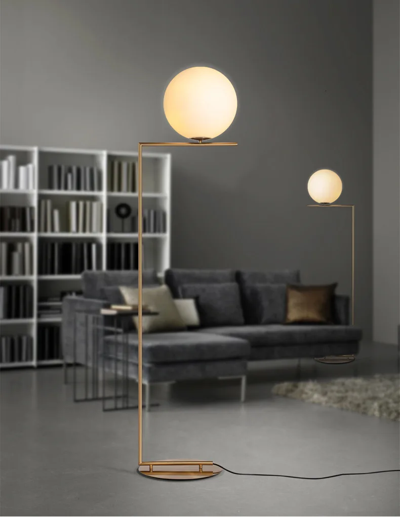 Современная стеклянная шаровая лампа, Напольная Лампа в скандинавском стиле, персональный шар, гостиная, диван, торшер для спальни